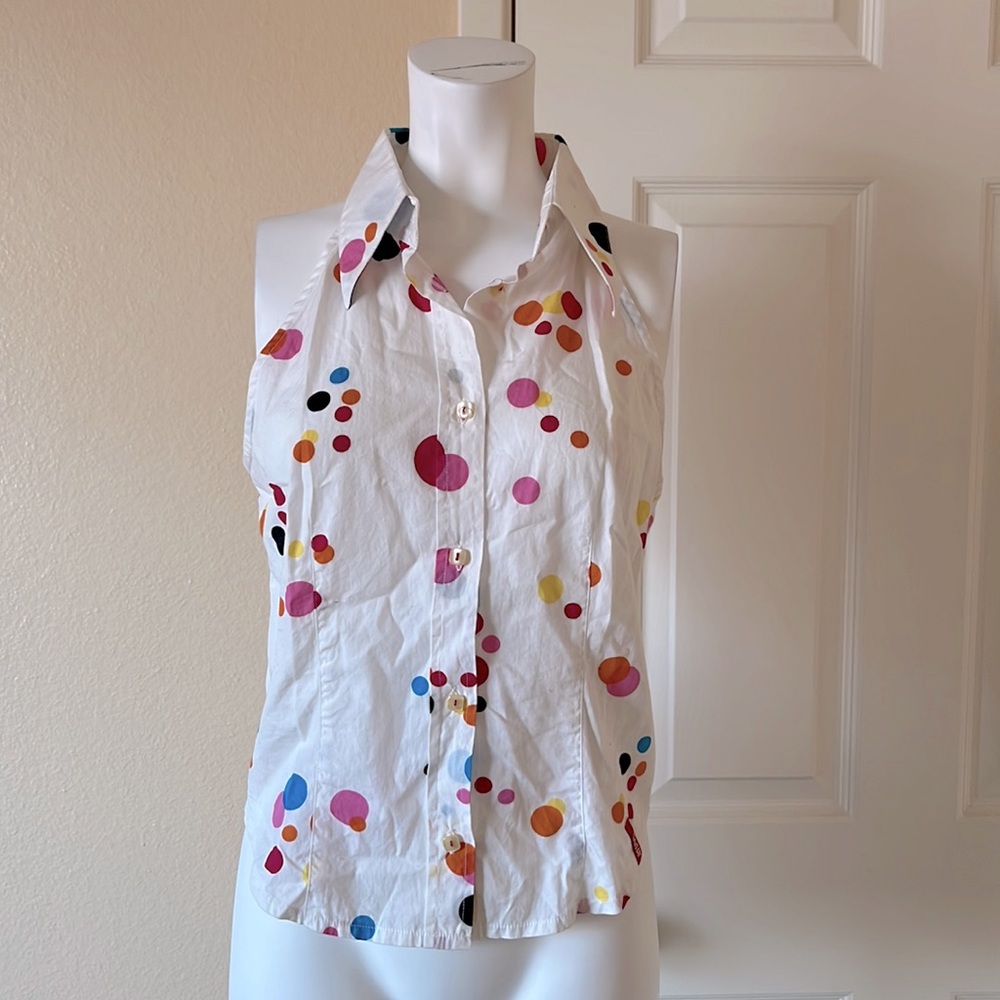 Brand New Miss Sixty Polka Dots Sleeveless Shirt Medium